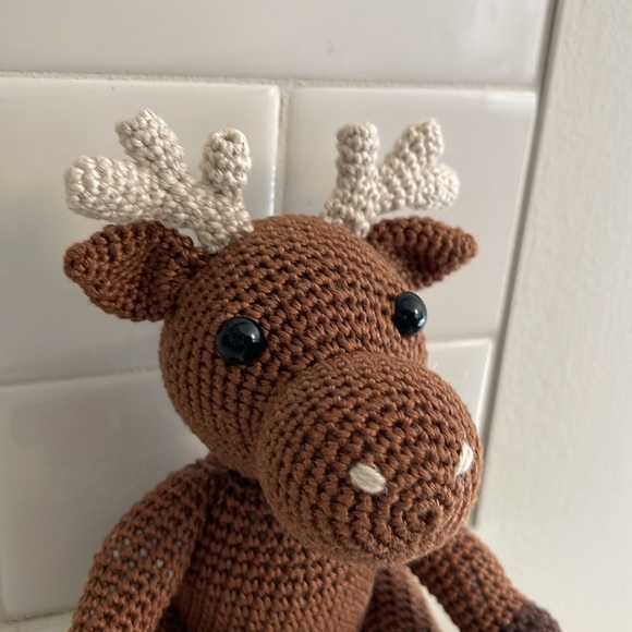Handcrafted Moose Amigurumi Crochet Decor Toy Figure Outdoor Woodland Forest - Picture 4 of 11